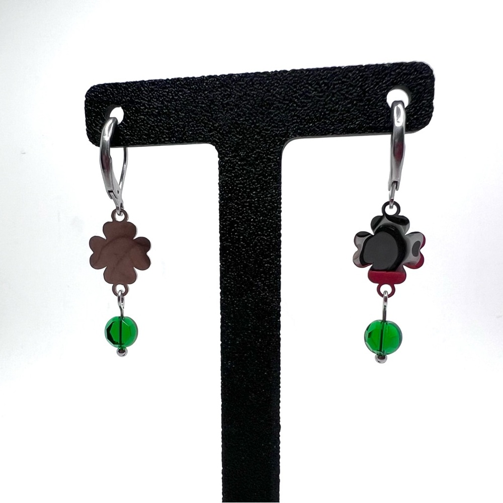 Clover Earrings with Green Accents, St Patrick’s Day